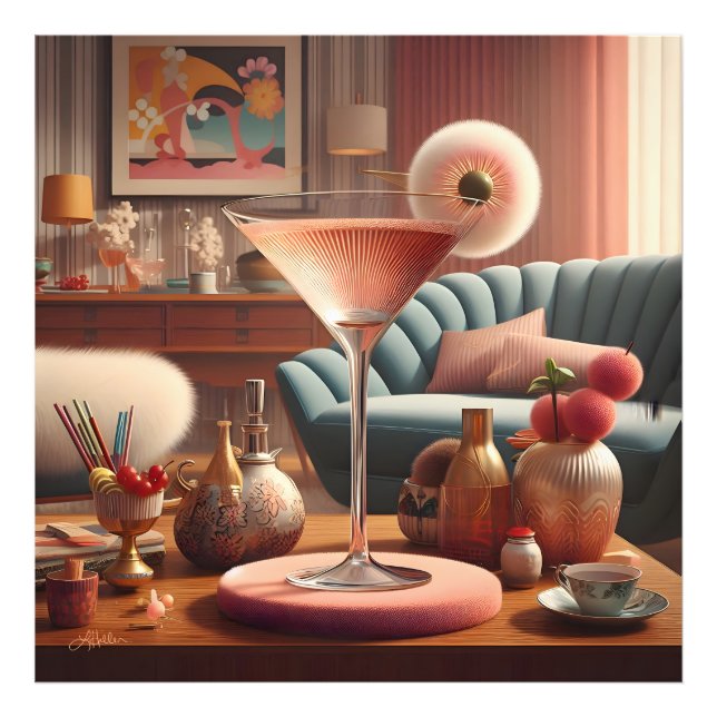 Atomic Futuristic Cherry Blossom Martini Photo Print (Front)