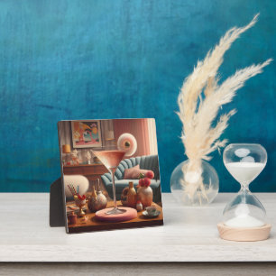 Atomic Futuristic Cherry Blossom Martini Plaque