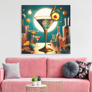 Atomic Futuristic Circuit Board Martini Canvas Print