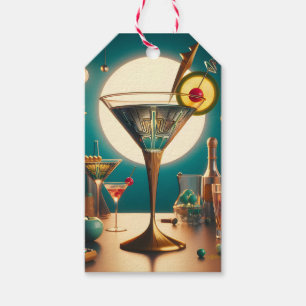 Atomic Futuristic Circuit Board Martini Gift Tags