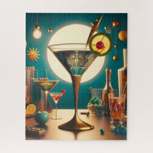 Atomic Futuristic Circuit Board Martini Jigsaw Puzzle