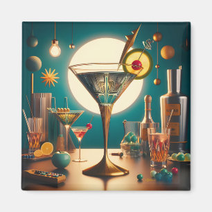 Atomic Futuristic Circuit Board Martini Magnet