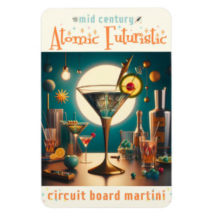 Atomic Futuristic Circuit Board Martini Magnet