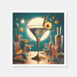 Atomic Futuristic Circuit Board Martini Napkin