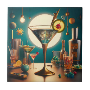 Atomic Futuristic Circuit Board Martini Tile