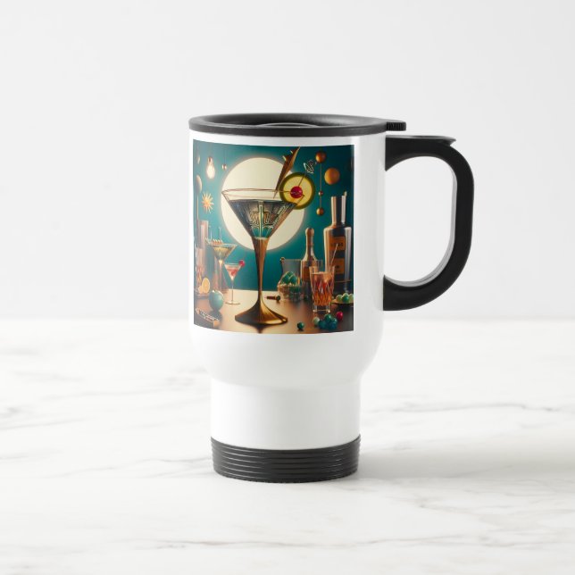 Atomic Futuristic Circuit Board Martini Travel Mug (Right)