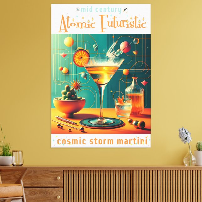 Atomic Futuristic Cosmic Storm Martini Canvas Print (Insitu(LivingRoom))