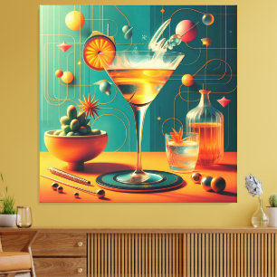 Atomic Futuristic Cosmic Storm Martini Canvas Print