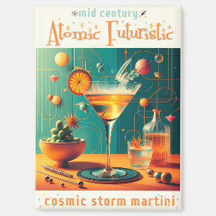 Atomic Futuristic Cosmic Storm Martini Magnet
