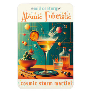 Atomic Futuristic Cosmic Storm Martini Magnet