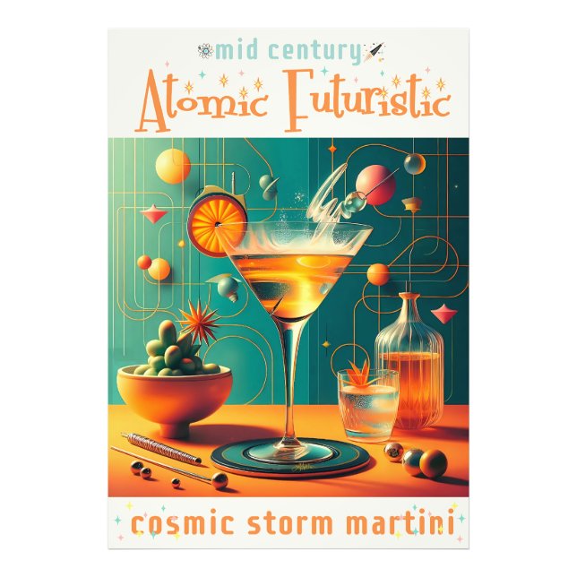 Atomic Futuristic Cosmic Storm Martini Photo Print (Front)