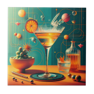 Atomic Futuristic Cosmic Storm Martini Tile