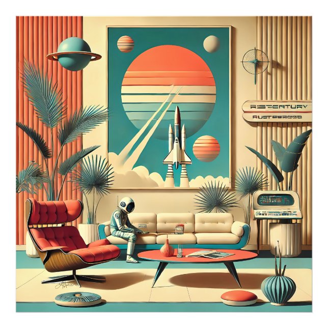 Atomic Futuristic Florida Space Age Family Room Photo Print (Front)