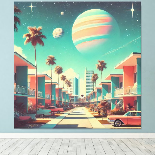 Atomic Futuristic New Florida Apartments Canvas Print (Insitu(Wood Floor))