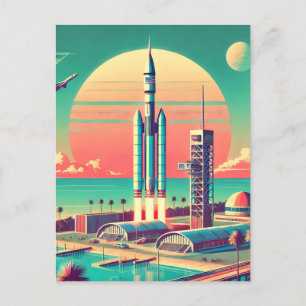 Atomic Futuristic New Florida Launch Site Postcard