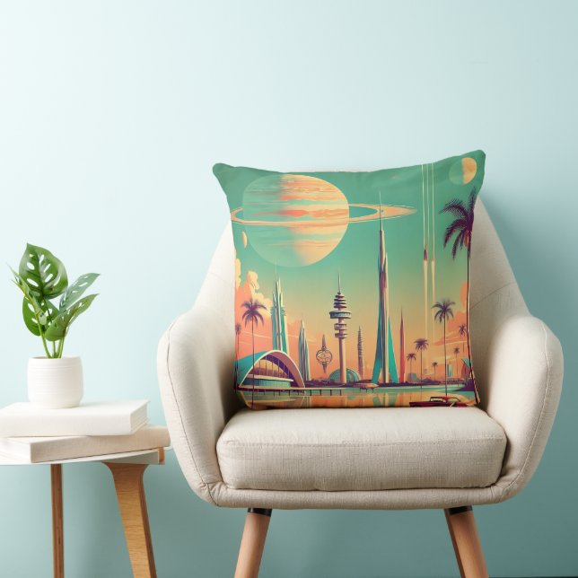 Atomic Futuristic New Florida Throw Pillow (Chair)
