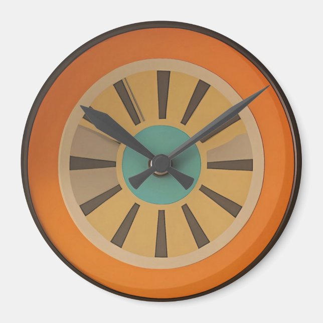 Atomic Futuristic Orange Slice Clock Image Magnet (Front)