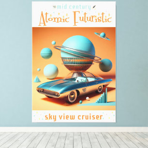 Atomic Futuristic Sky View Cruiser Car  Canvas Print