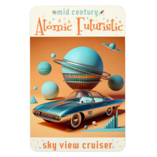 Atomic Futuristic Sky View Cruiser Car  Magnet