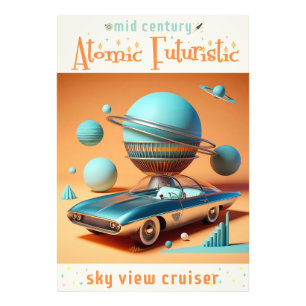 Atomic Futuristic Sky View Cruiser Car  Photo Print