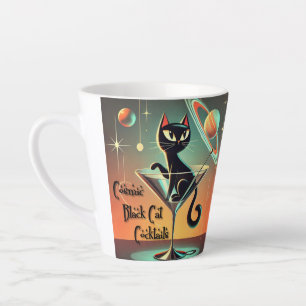 Atomic Futuristic Space Age Black Cat Martini Latte Mug