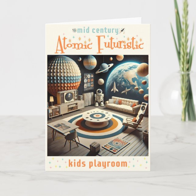 Atomic Futuristic Space Age Kids Playroom Card (Front)