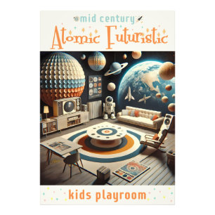 Atomic Futuristic Space Age Kids Playroom Photo Print