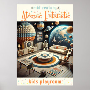 Atomic Futuristic Space Age Kids Playroom Poster