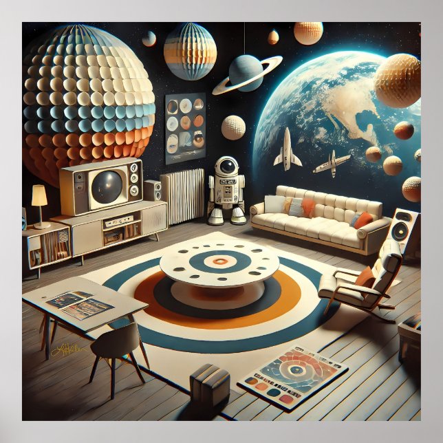 Atomic Futuristic Space Age Kids Playroom Poster (Front)