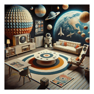 Atomic Futuristic Space Age Kids Playroom Poster