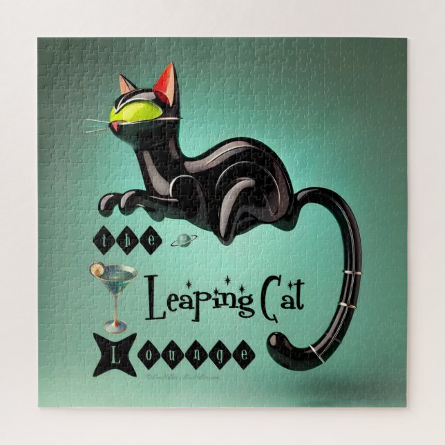 Atomic Futuristic The Leaping Cat Lounge Jigsaw Puzzle (Vertical)