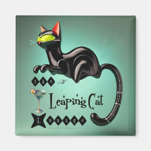 Atomic Futuristic The Leaping Cat Lounge Magnet