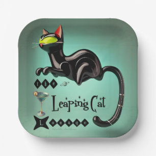 Atomic Futuristic The Leaping Cat Lounge Paper Plate
