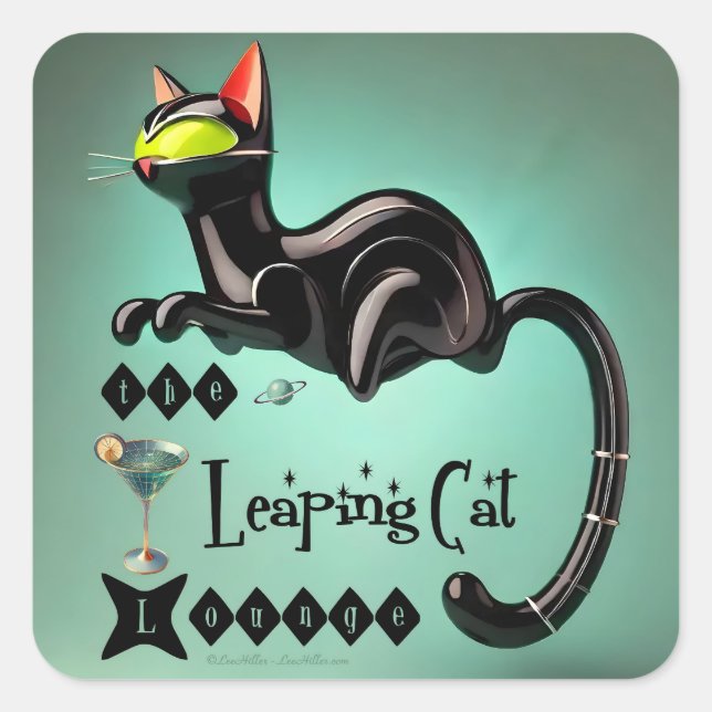 Atomic Futuristic The Leaping Cat Lounge Square Sticker (Front)