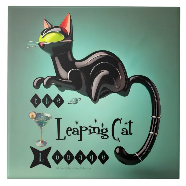 Atomic Futuristic The Leaping Cat Lounge Tile (Front)