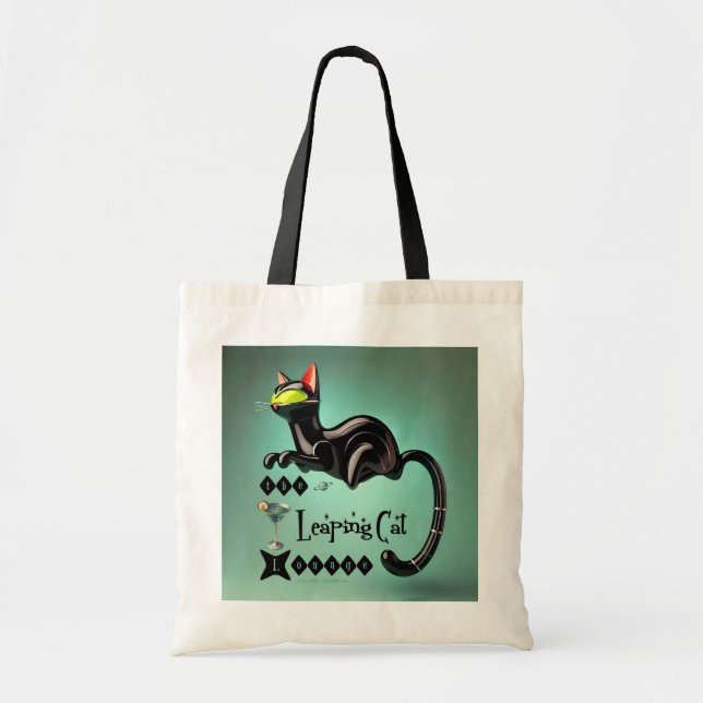 Atomic Futuristic The Leaping Cat Lounge Tote Bag (Front)