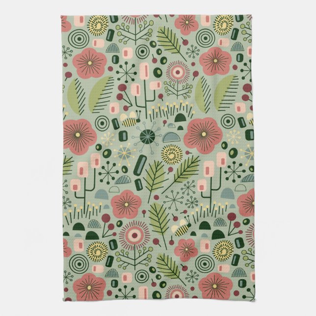 Atomic Garden Floral Kitchen Towel (Vertical)