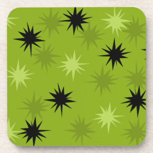Atomic Green Starbursts Hard Plastic Coasters