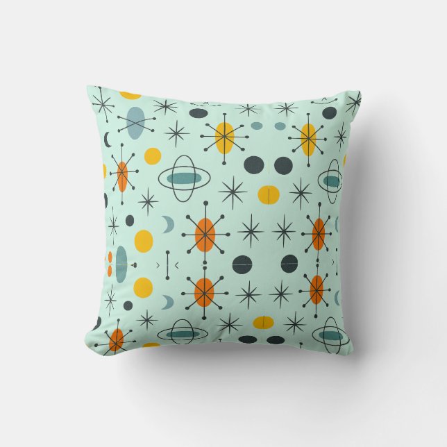 Atomic II - Indoor Cotton Throw Pillow (Front)