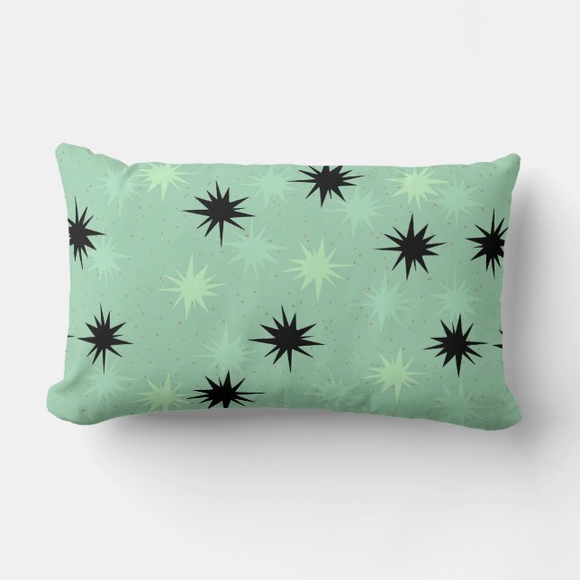 Atomic Jade and Mint Starbursts Lumbar Pillow (Front)