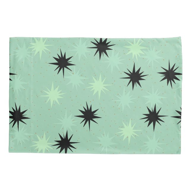 Atomic Jade & Mint Starbursts Pillowcase (Back)