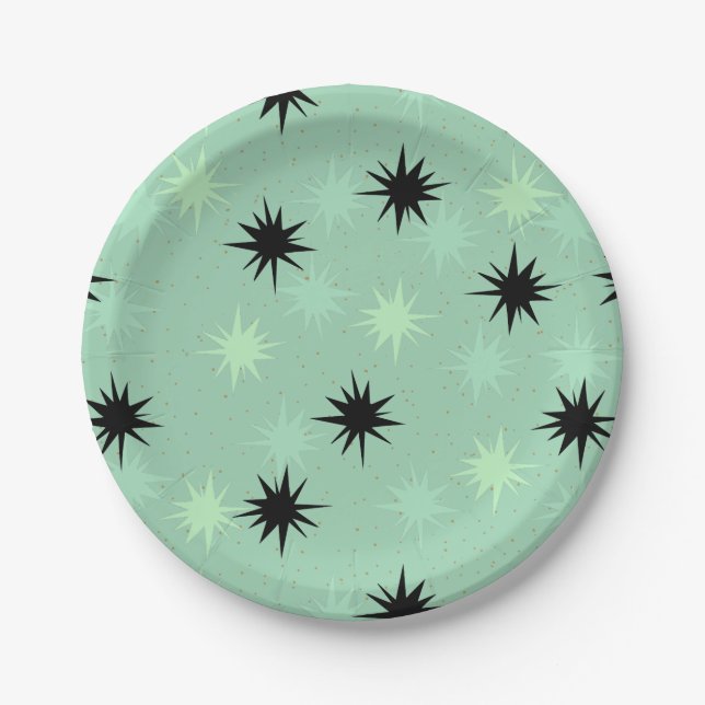 Atomic Jade Starbursts Paper Plates (Front)