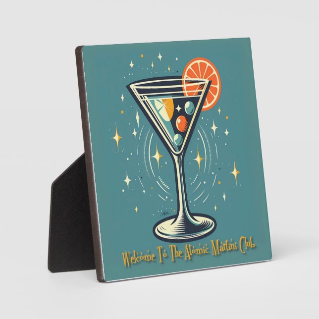 Atomic Martini Club Retro Futuristic Cocktail Plaque (Front)