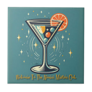 Atomic Martini Club Retro Futuristic Cocktail Tile