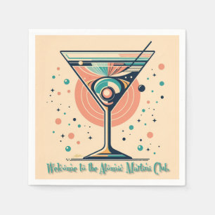 Atomic Martini Club Retro Futuristic Space Age Napkin