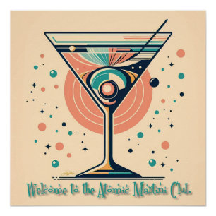 Atomic Martini Club Retro Futuristic Space Age Poster