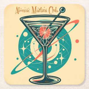 Atomic Martini Club Space Age Square Paper Coaster