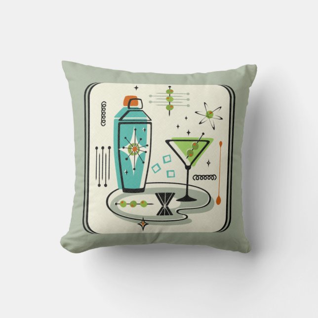 Atomic Martini ©studioxtine Throw Pillow (Front)