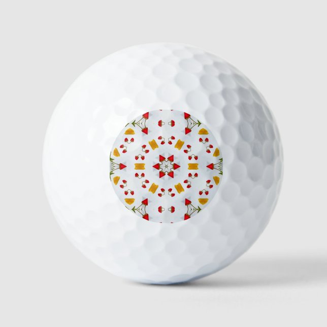 Atomic Mid Century Flower Vintage Golf Balls (Front)