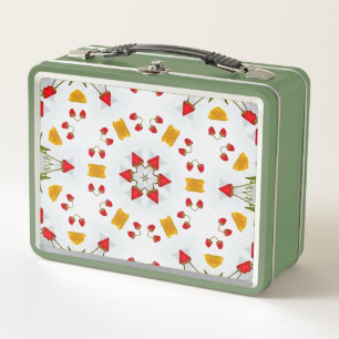 Atomic Mid Century Flower Vintage Metal Lunch Box